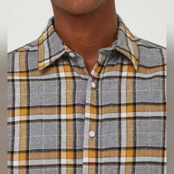 Matalan Easy Grey & Ochre Check Shirt Size M - Picture 4 of 6